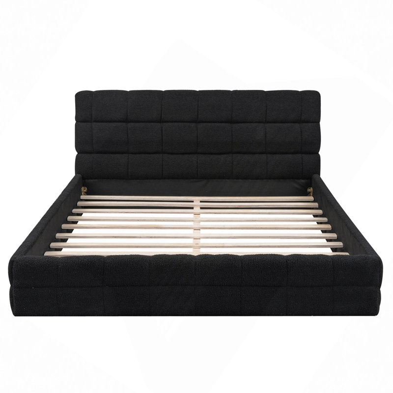 Lit moderne, lit plateforme tapissier, Noir