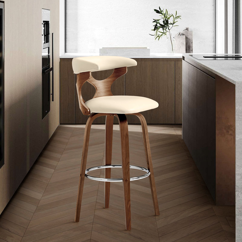 Tabouret de comptoir pivotant Zenia, Noir, noir, noir, noir, Similicuir gris, Tabouret de bar (assise de 30 po de hauteur)