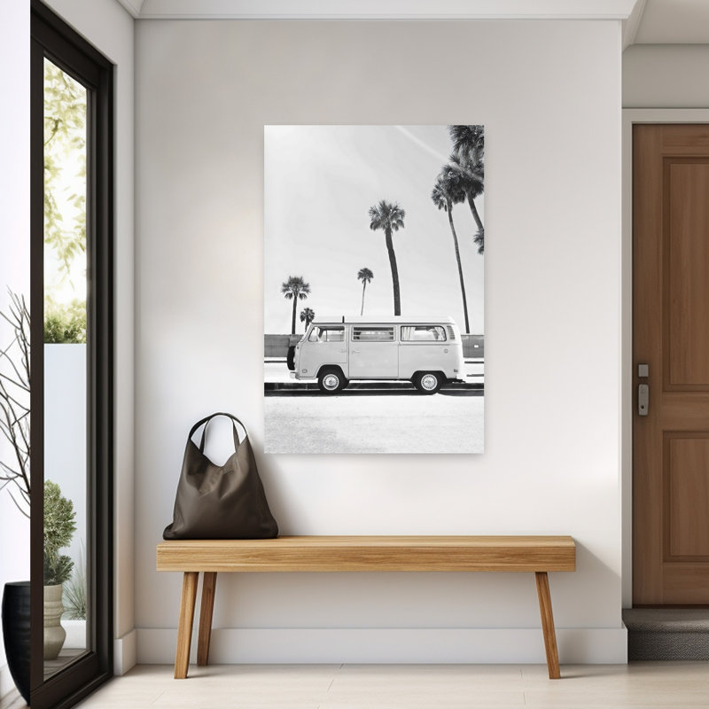 Art mural contemporain Van BW, H 60 po x l 40 po, Noir/gris