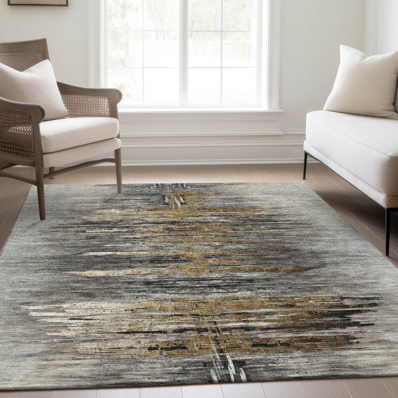 Yaresly Washable Abstract Indoor / Outdoor Rug, Rectangle 5' x 7'6"