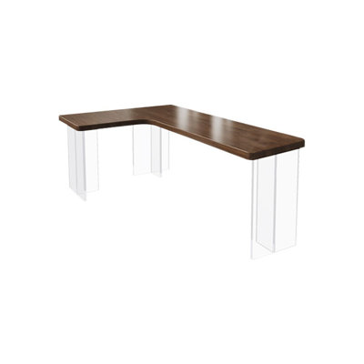 Nut-brown+Clear Rectangular Solid Wood+Acrylic Writing desk