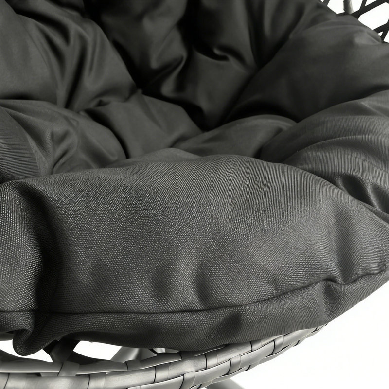 Fauteuil œuf pliable en rotin en PE avec support pour une utilisation intérieure et extérieure
