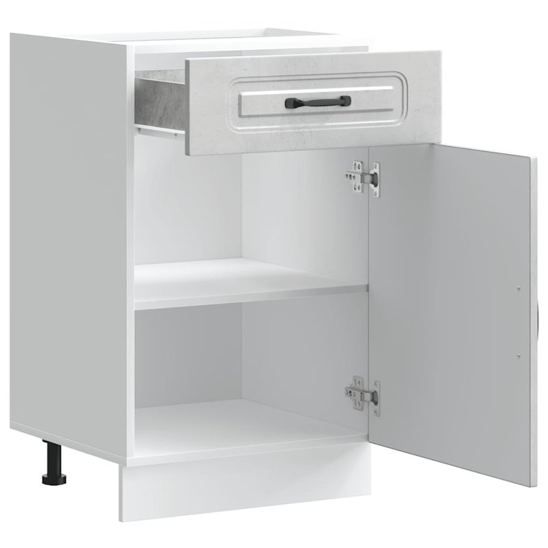 Kitchen Base Cabinet Kalmar Engineered Wood, 81.5cm H x 50cm W x 46cm D, Concrete Grey