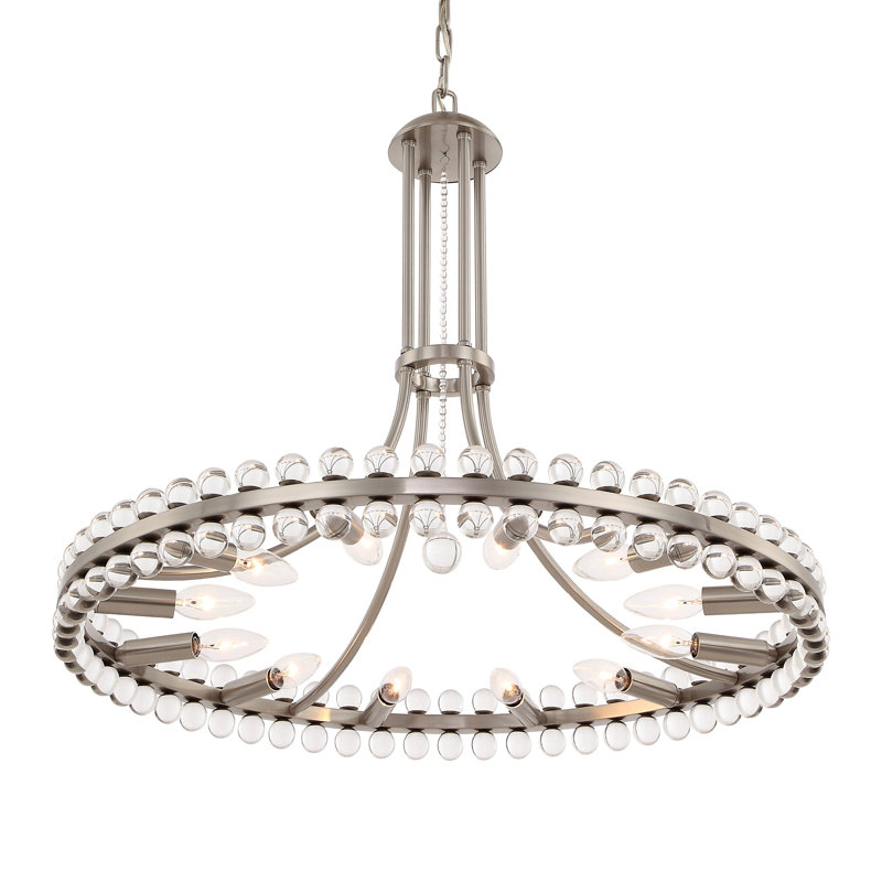 Clover 12-Light Crystal Pendant, 28.75", Aged Brass