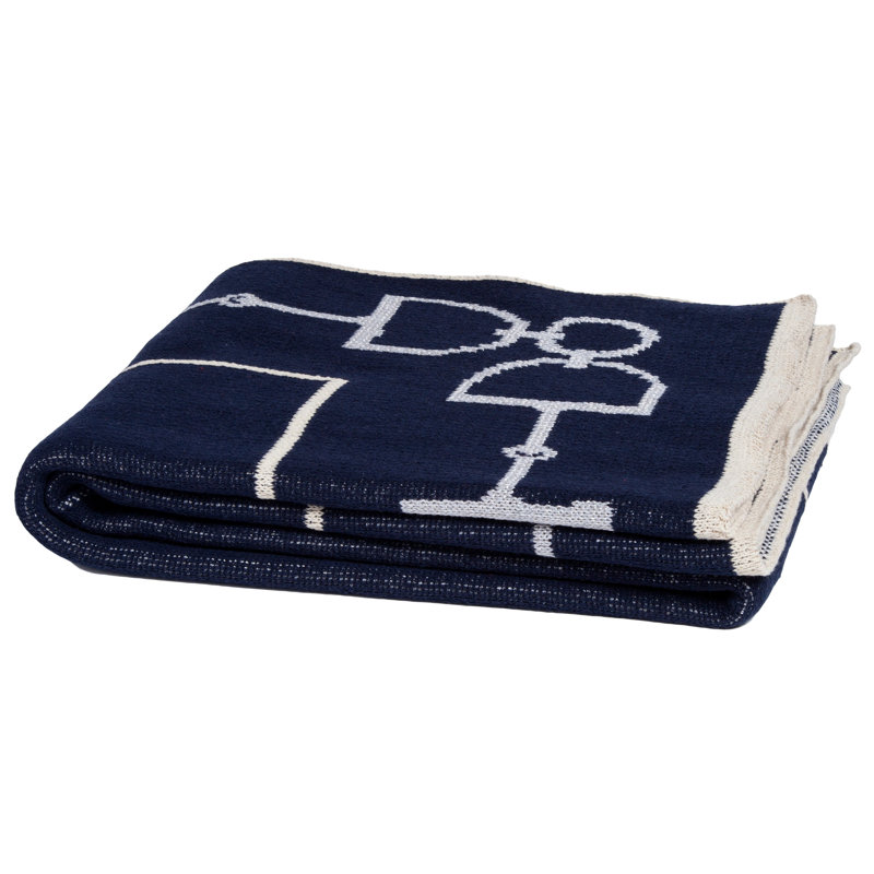 Jumper Knitted Throw Blanket, Marine/Flax/Aluminum