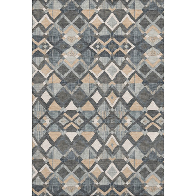 Premium Machine Washable Kumbhar AMF1308 Geometric Rug