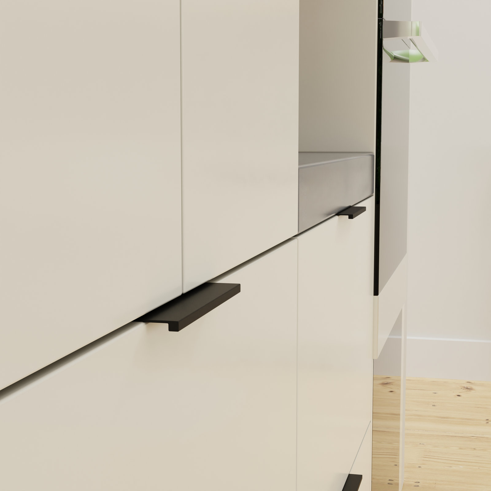 Ethan Finger Cabinet Pull, Matte Black, 3 3/4"