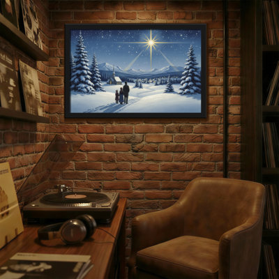 Christmas Winter Night Starry Sky Family Scene