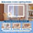 Vanity Mirror with Lights, Makeup Vanity Desk with 5 Drawers, 6 Open Storage Shelves, Large Extendable Dressing Table with Charging Station, Glass Top, Touch Screen Mirror, Antique White