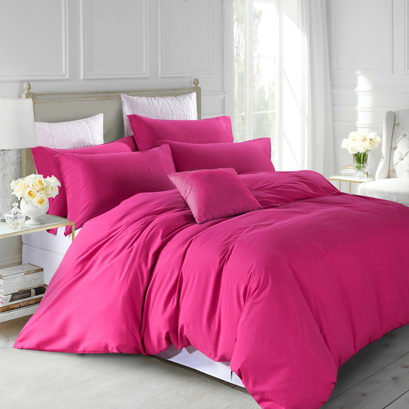 Marnisha Microfiber Duvet Cover Set with Pillowcases Included, Super King Duvet Cover Set +2 Pieces Included, Pink
