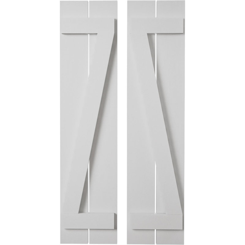Volets rustiques en bois synthétique à deux planches espacées avec planche en Z (par paire), 11"