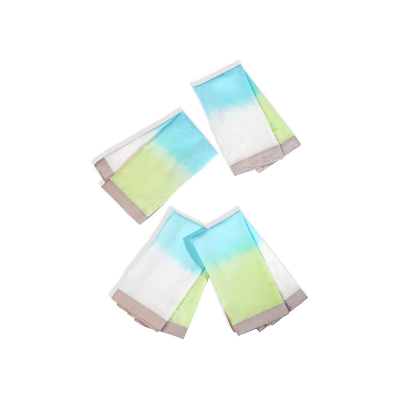 Tropical Breeze Tie-Dye Napkin Set, Blue/Green