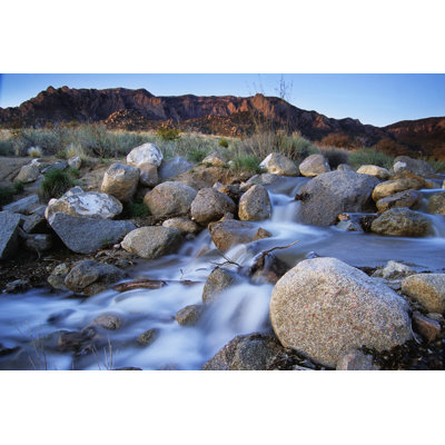 Landscape Sunset Mountain River by Amygdala_imagery - Wrapped Canvas Print