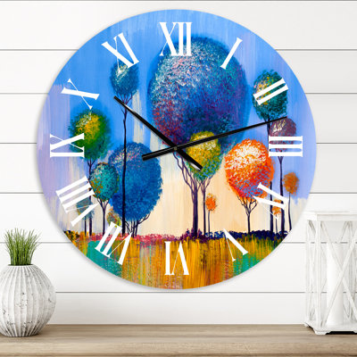 Paysage coloré impressionniste I - horloge murale moderne
