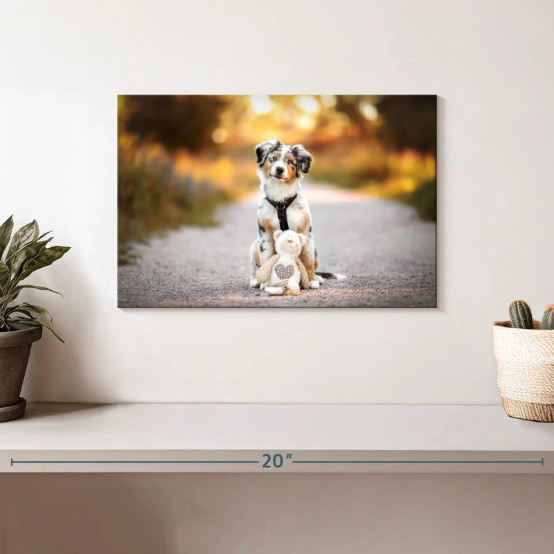 Crowle Dog With Teddy Bear, 8" H x 12" W