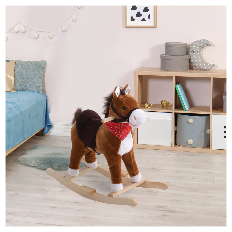 Cheval à bascule en peluche avec sons réalistes et foulard rouge QABA