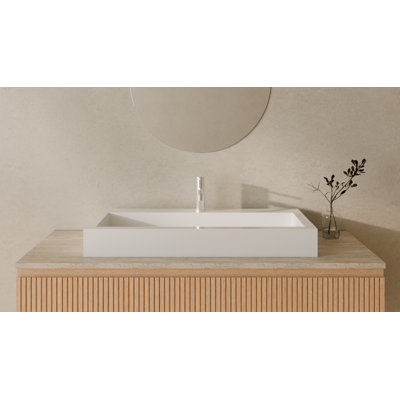 Lavabo de salle de bain vasque rectangulaire en résine blanc brillant 39,3 po x 18,8 po Badeloft WB-05-XL-G