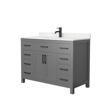 Meuble-lavabo simple autoportant 48 po avec plateau en marbre Beckett