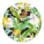 Horloge murale moderne - feuillage tropical et fleurs jaunes II-60280367-60398651