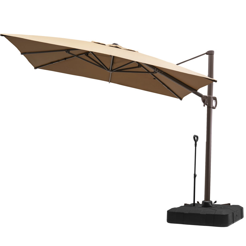 Parasol en porte-à-faux rectangulaire de 127 po, poids de comptoir inclus, Tanné