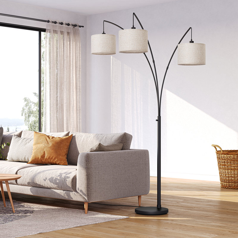 83" 3-Way Lights Arced Floor Lamp, Beige