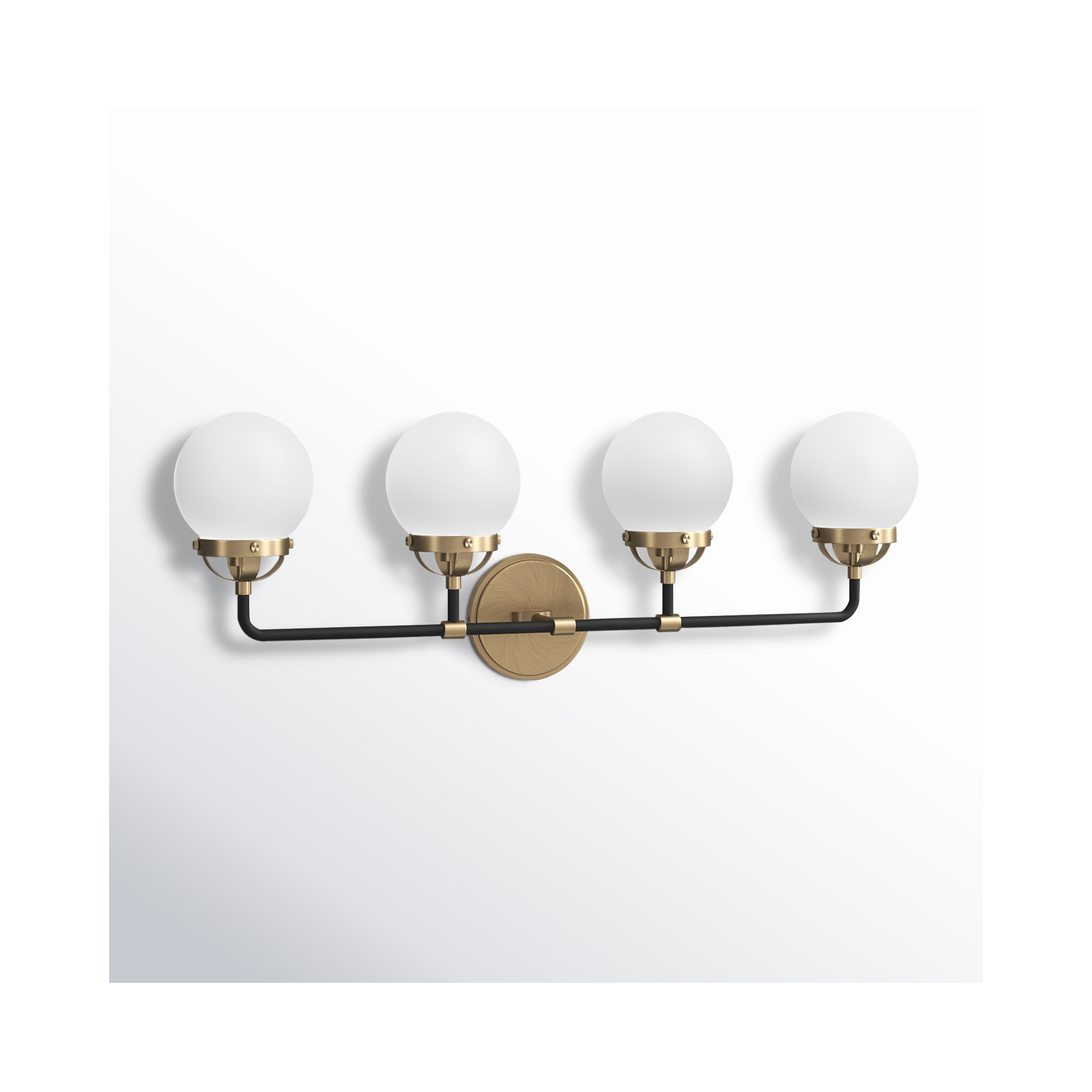 Newport 4 Light Frosted Vanity Light, No , Satin Brass