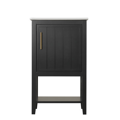Meuble-lavabo de 20 po avec lavabo, armoire de salle de bain avec porte à fermeture douce, support de rangement et tablette ouverte
