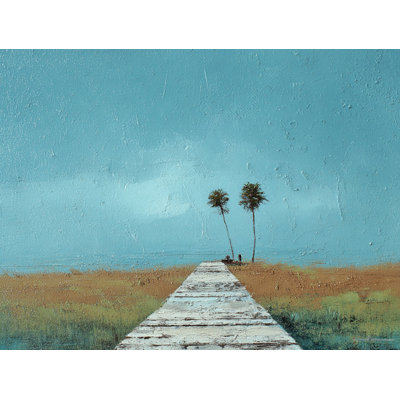 Azure Palm Path Wrapped Canvas Wall Art