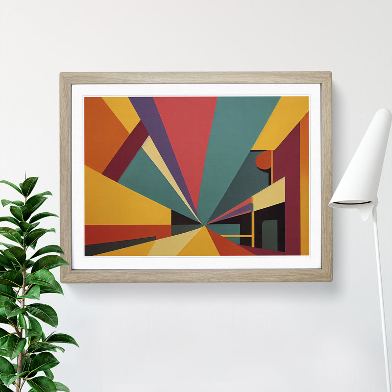Stunning Modern Abstract Art - Single Picture Frame Print, 46cm H x 64cm W x 2cm D, Oak Framed
