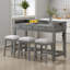 Ensemble de table de salle à manger pour 3 personnes TREXM, ensemble de table et chaises de cuisine rétro avec 3 tiroirs de rangement, idéal pour les petits espaces (gris clair)-901489853-901489851