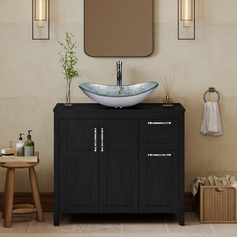 Ensemble de meuble-lavabo simple 36 po avec lavabo 36 po, Noir
