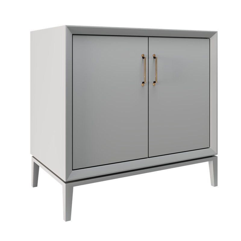 Alexandra Single Bath Vanity, Platinum Gray, Satin Gold, 36"