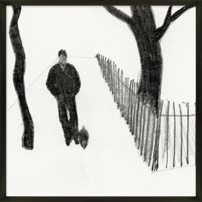 «Walking the Dog» par Simon Schneiderman - Reproduction de photo encadrée sur papier