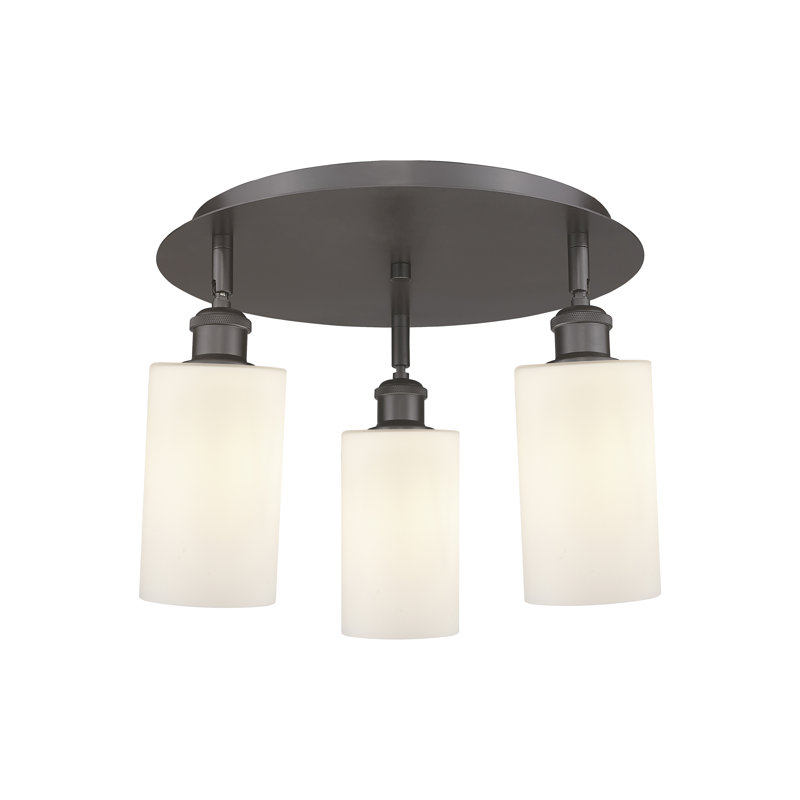 Ervine Glass Semi Flush Mount, Oil Rubbed Bronze, Matte White