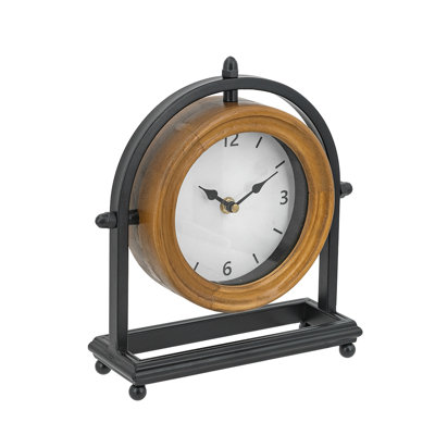 Farmhouse / Country Electric Tabletop Clock in Black Brown