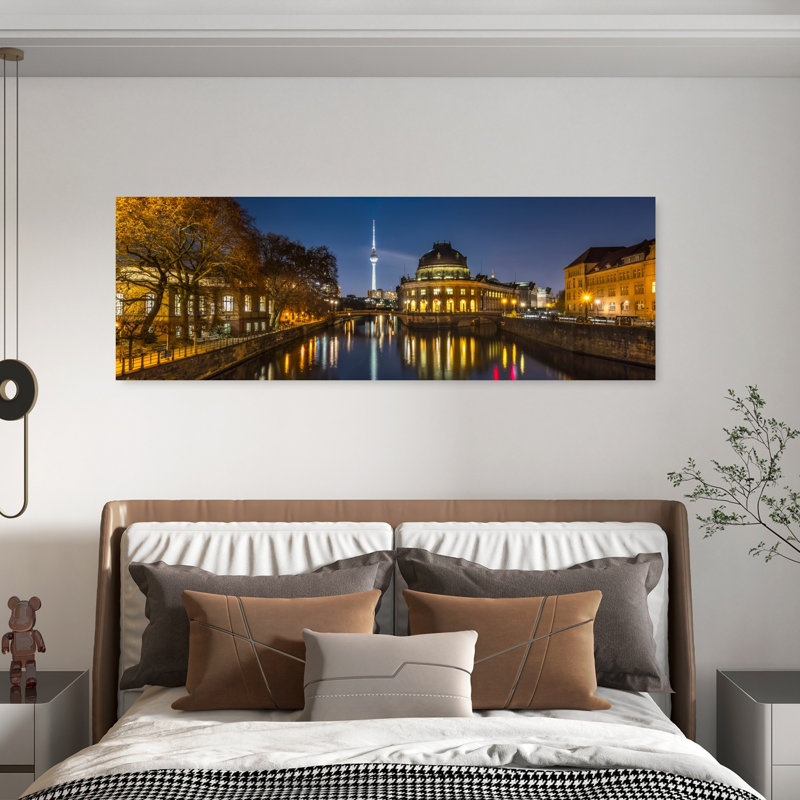 Art nocturne de la ville de Berlin, architecture contemporaine abstraite, H 20 po x l 60 po