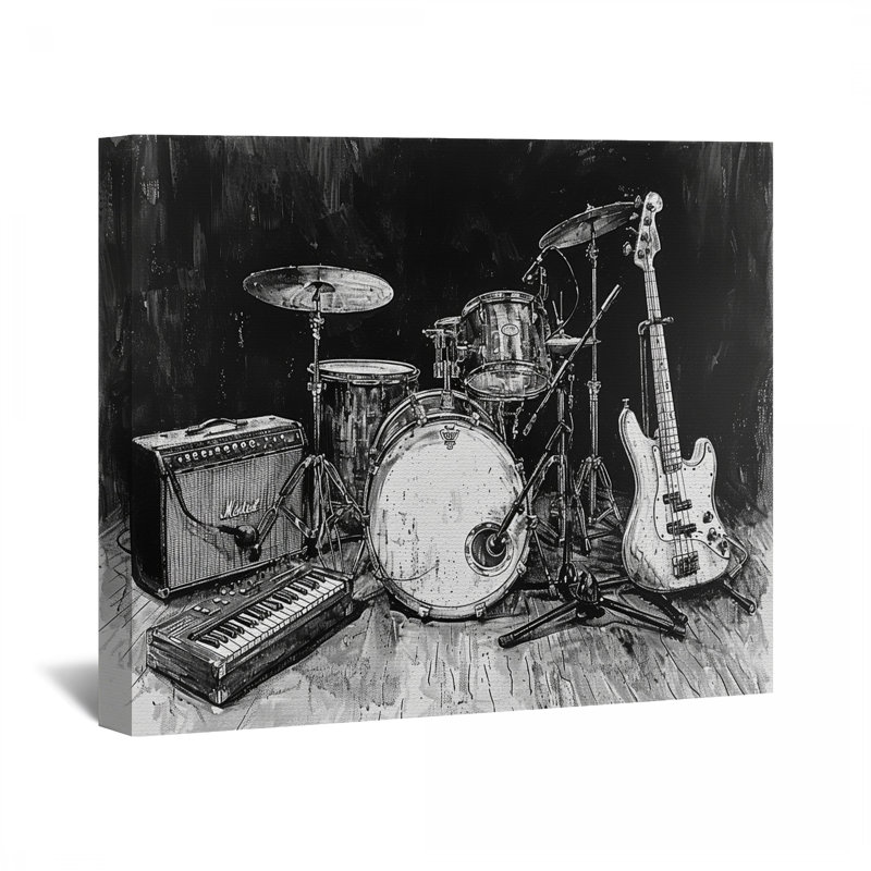 «Music Instruments Canvas Wrap» - Décoration murale musique, H 12 po x l 12 po