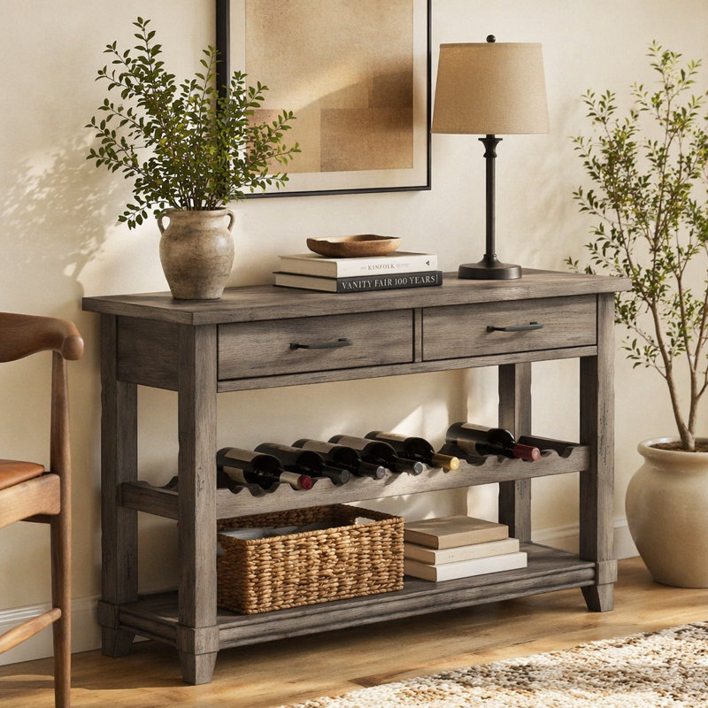 Console avec rangement pour bouteilles de vin et tiroirs de rangement