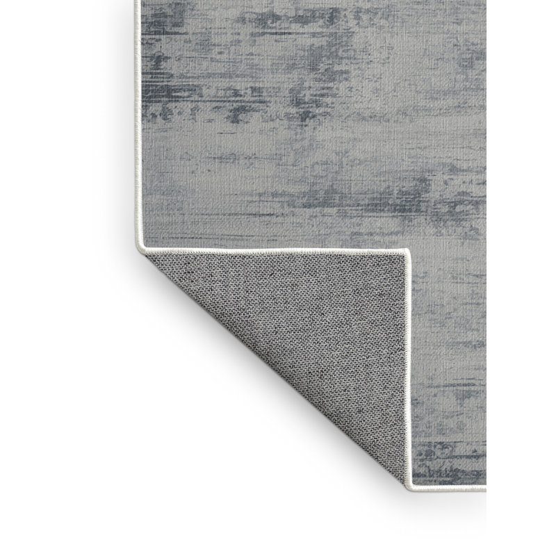 Machine Washable Abstract Green Area Rug, Square 6'