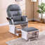 Fauteuil oscillant avec repose-pieds en microfibre gris