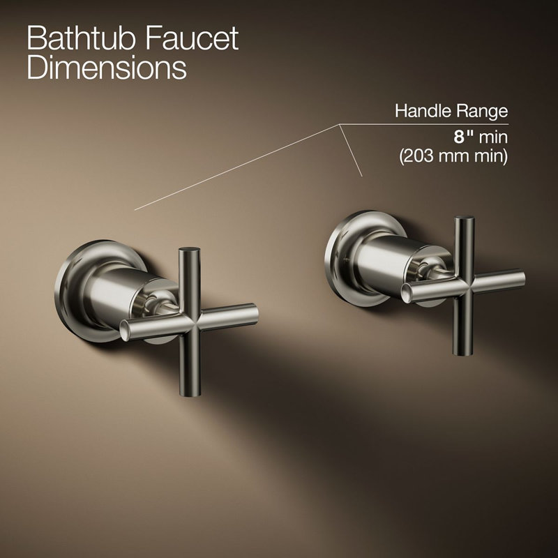 Purist® Deck- or Wall-Mount High-Flow Bath Valve Trim with Cross Handle, Vibrant Polished Nickel