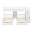 Triple lits superposés en bois avec escaliers et tiroirs de rangement, lit superposé simple au-dessus de simple, 3 lits superposés avec tablettes intégrées