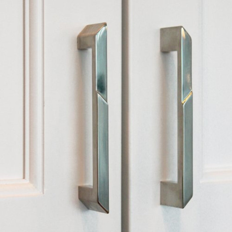 Pyramid Bar / Handle Pull, 10 3/4", Solid Brass/Brushed Polished Nickel  Plated