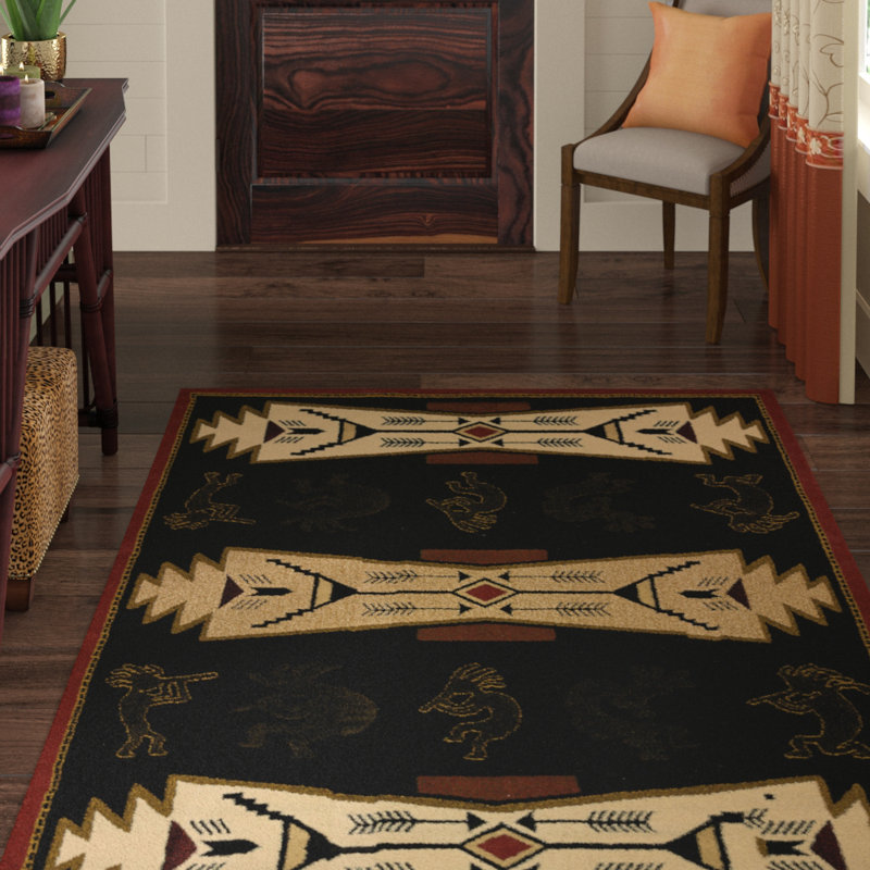 Tapis noir Liberty Hill Southwestern, Tapis de couloir : 1 pi 11 po x 7 pi 2 po
