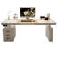 Bureau électrique à hauteur réglable en cuir à deux moteurs Modern Luxury (avec armoire à tiroirs) - 3 options de bureau disponibles-849146302-849146299
