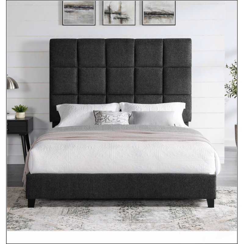 Lit plateforme tapissier Squares Matériaux robustes et durables, modernes et simples, écologiques