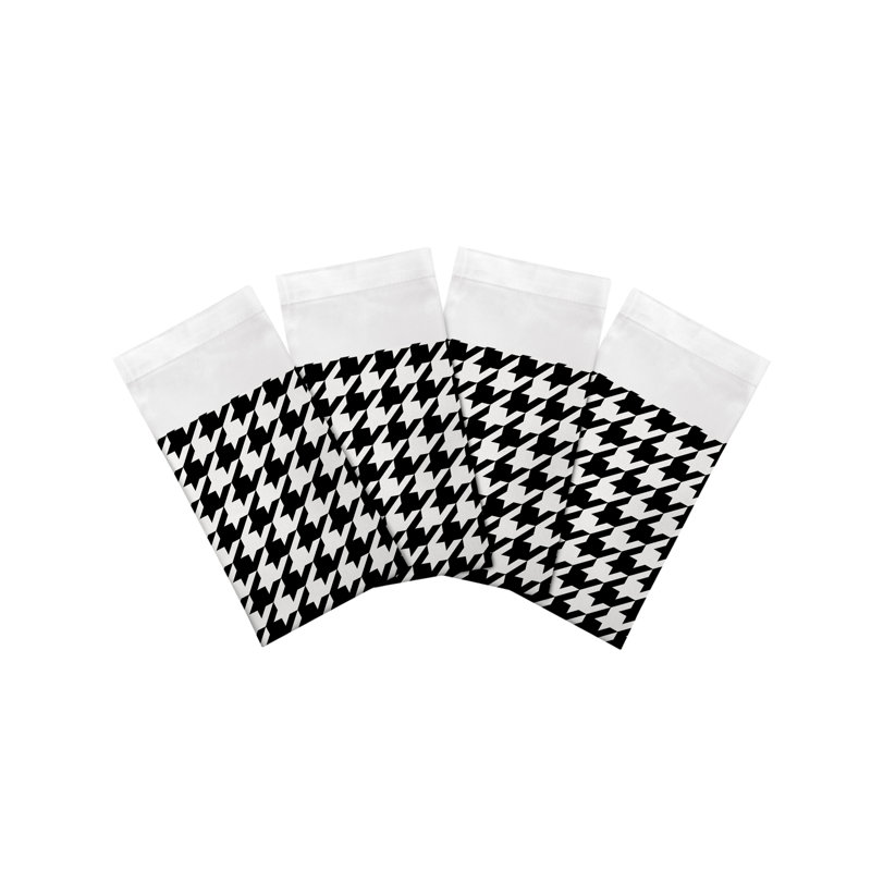 Houndstooth Cotton Sateen Dinner Napkins, Black White
