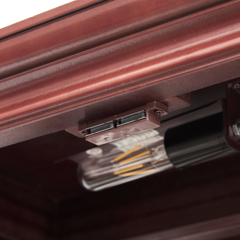 Armoire de salle à manger avec tablettes réglables et panneau arrière en miroir Ahriya, Cerise