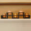 Ensemble de 5 petits porte-votives en verre et bois