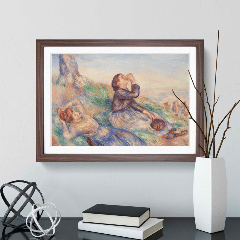 Grape Gatherers by Pierre-Auguste Renoir - Picture Frame Painting, 27cm H x 36cm W x 2cm D, Walnut Framed